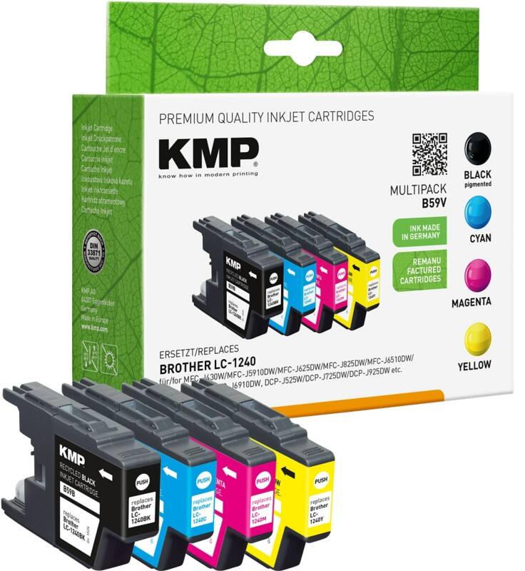 Cartouche jet d’encre KMP Compatible Brother LC1240VALBP Noir, cyan, magenta, jaune
