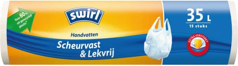 Sac-poubelle Swirl 35 L Poignée Blanc Polyéthylène Poignée de transport 15 Unités