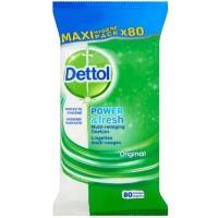 Lingettes désinfectantes Dettol Power and Fresh 80 Unités