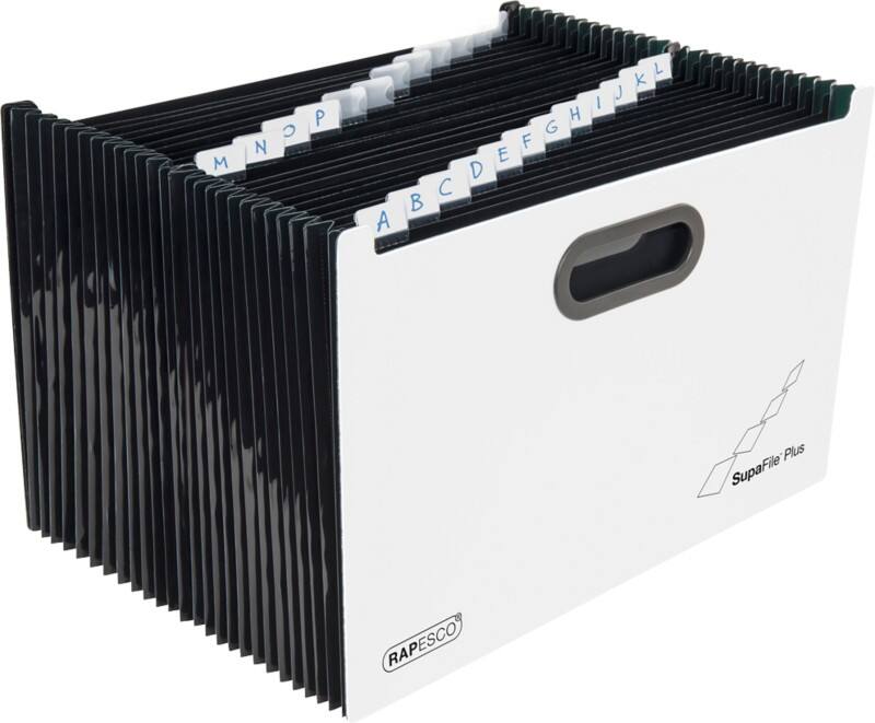 Dossier extensible Rapesco SupaFile 26 Pochettes A4 PP (Polypropylène) Vierge Blanc, noir 1622