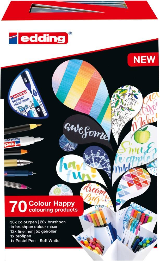 Feutres pinceau Edding Colour Happy Assortiment 69 unités