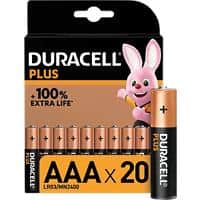 Piles Duracell Plus 100 AAA 4 mAh Alcaline 1.5 V 20 20 Unités