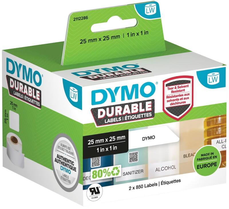 Étiquettes LW Dymo 2112286 Autoadhésives Blanc 25 x 25 mm 1700 étiquettes