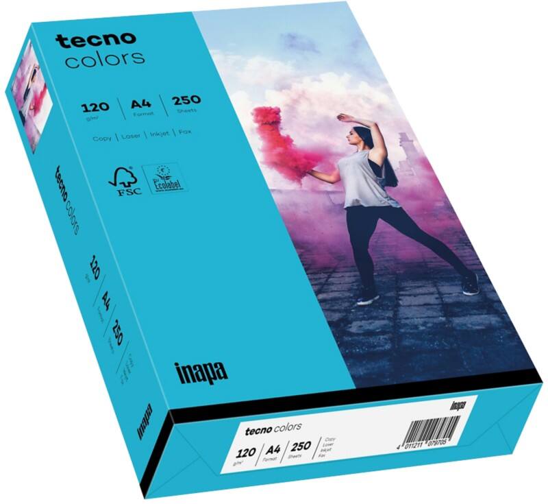 Papier couleur A4 tecno Bleu 120 g/m² Mat 250 Feuilles