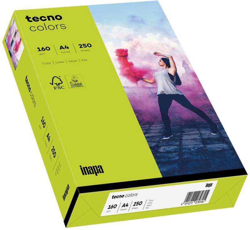 Papier couleur A4 tecno Vert 160 g/m² 250 Feuilles