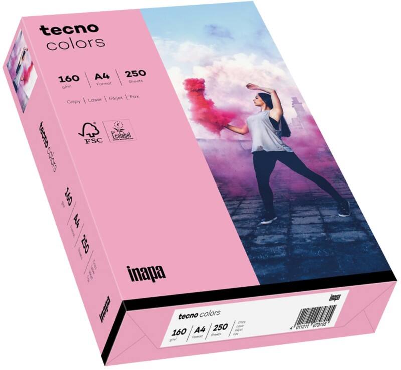 Papier couleur A4 tecno Rose 160 g/m² 250 Feuilles