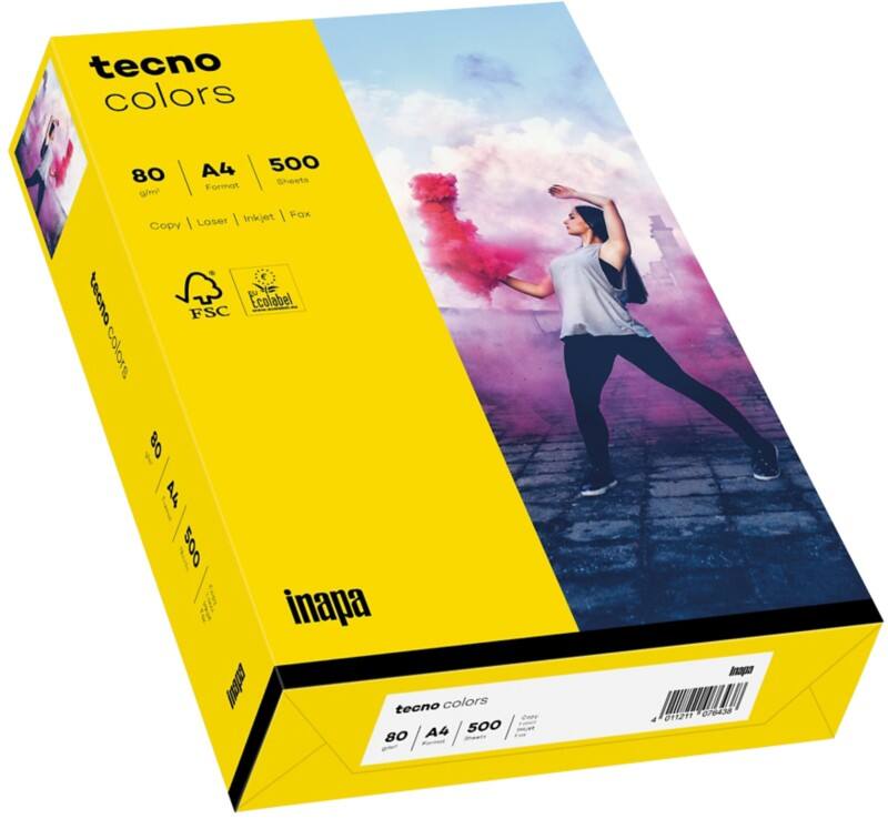 Papier couleur tecno A4 Jaune vif 80 g/m² 500 Feuilles