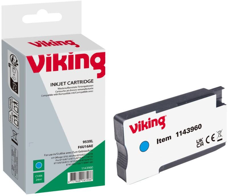 Cartouche jet d'encre Viking 953XL Compatible HP F6U16AE Cyan