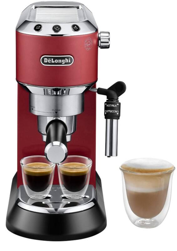 Machine à expresso De&#039;Longhi Dedica Style EC685.R 1.1 L Argenté, rouge