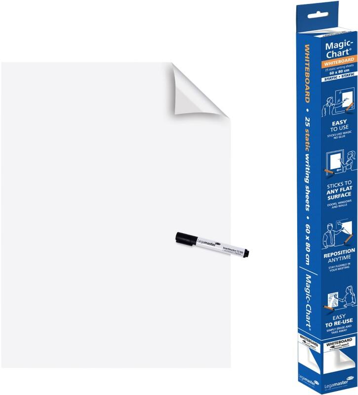 Feuilles Legamaster Magic-Chart XL 7-159154 120 x 90 cm Page blanche Blanc Rouleau de 15 feuilles