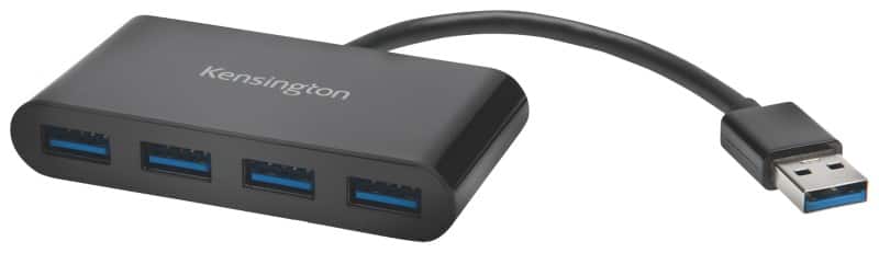 Hub Kensington UH4000 K39121EU 4 x ports USB femelle 3.0 vers 1 x USB mâle 1.1 Noir