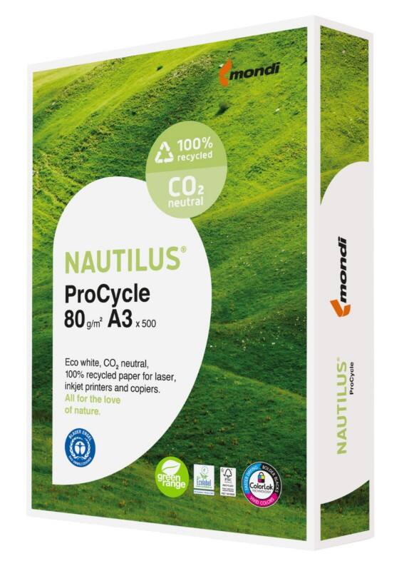 Papier imprimante Nautilus ProCycle A3 80 g/m² Lisse Blanc 500 Feuilles
