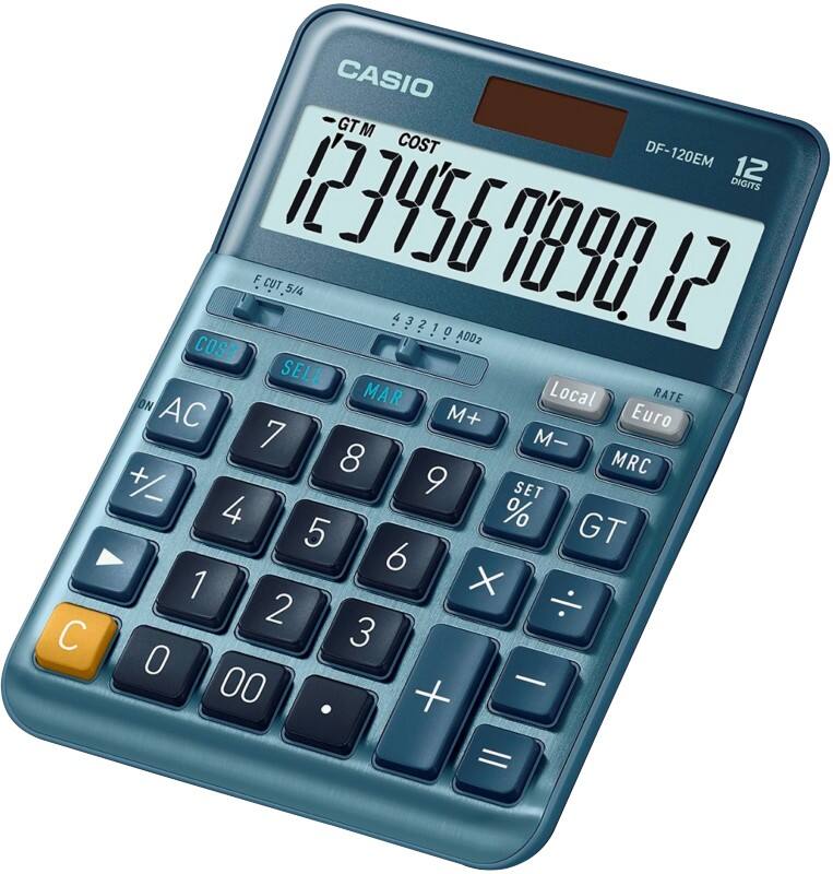 Calculatrice de bureau Casio DF-120EM 12 touches Écran LCD Bleu
