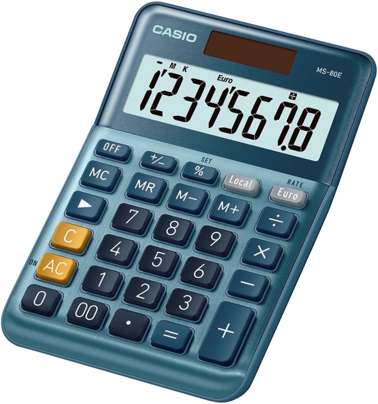 Calculatrice de bureau Casio MS-80E 8 touches Écran LCD Bleu