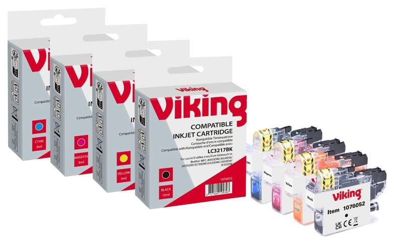 Cartouche jet d'encre Viking LC-3217VAL Compatible Brother C-3217VAL PR Noir, Cyan, Magenta, Jaune 4 Unités