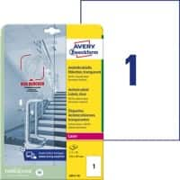 Étiquettes antimicrobiennes Avery L8011-10 210 x 297 mm Transparent 10 feuilles de 1 étiquettes