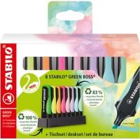 Surligneur STABILO Green Boss Assortiment Pointe extra large Biseautée 2 - 5 mm Rechargeable 8 Unités