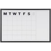 Agenda mensuel Bi-Office Noir cadre magnétique Blanc 90 x 60 cm