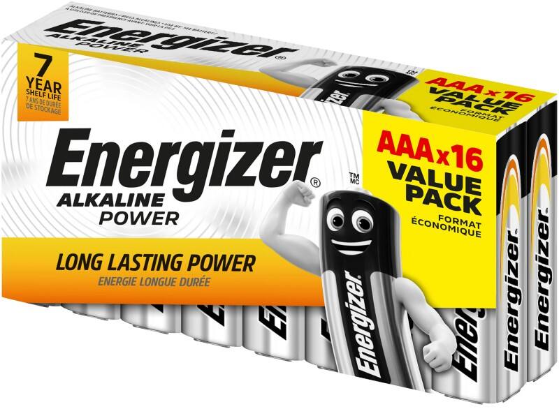 Piles Energizer Alkaline Power AAA LR03 1.5 V 16 unités