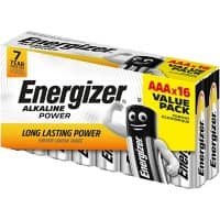 Piles Energizer Alkaline Power AAA LR03 1.5 V 16 unités