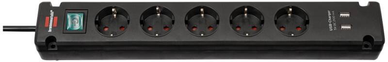 Multiprise brennenstuhl 1150660315 Bremounta Avec 2 ports USB et 5 prises Type F 3 m Noir