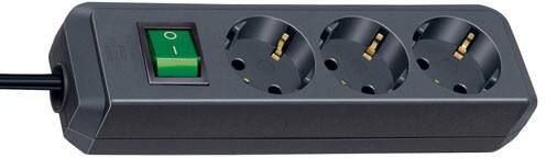 Multiprise brennenstuhl 1152300015 Eco-Line 3 prises type F 1,5 m Avec interrupteur Noir