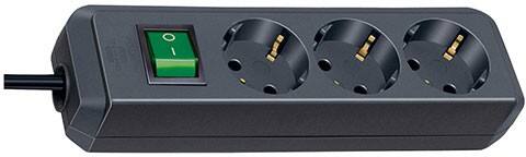 Multiprise brennenstuhl 1152900 Eco-Line 3 prises type F 5 m Avec interrupteur Noir