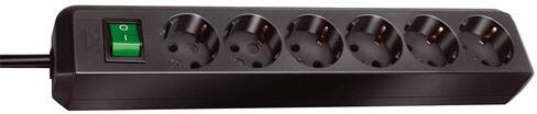 Multiprise brennenstuhl 1159500015 Eco-Line 6 prises type F 1,5 m Avec interrupteur Noir