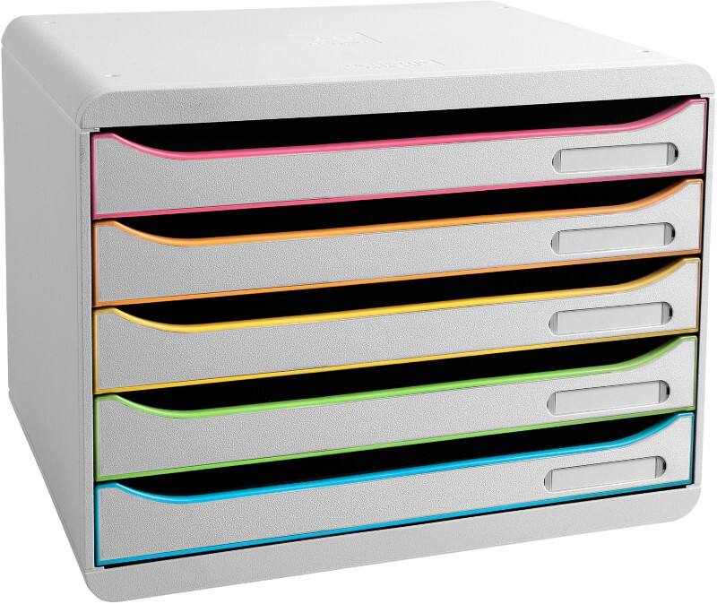 Module à tiroirs Exacompta Black office Plastique Arlequin, blanc 5 Tiroirs 35,5 x 27 x 27,1 cm