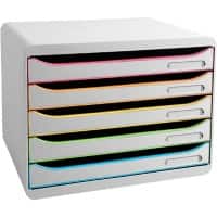 Module à tiroirs Exacompta Black office Plastique Arlequin, blanc 5 Tiroirs 35,5 x 27 x 27,1 cm