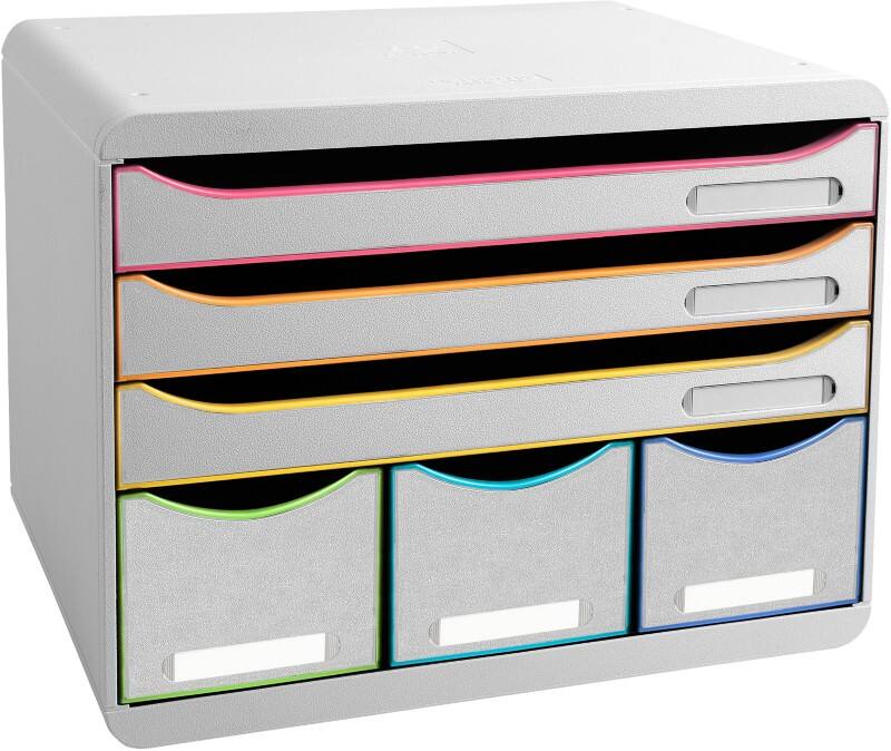 Module à tiroirs Exacompta Black office Plastique Arlequin, blanc 6 Tiroirs 35,5 x 27 x 27,1 cm