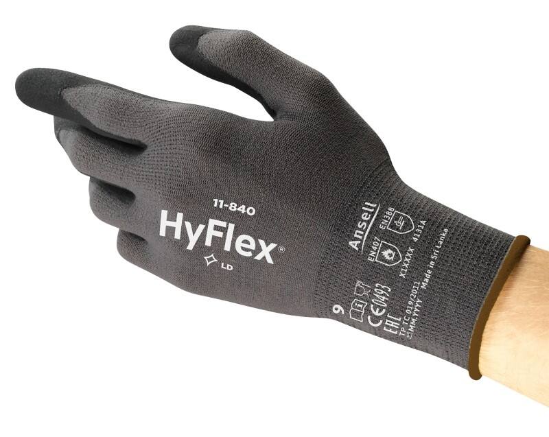 Gants de manutention Ansell HyFlex Mechanical Protection Non jetables Mousse, Nitrile Non poudrés Taille 9 Noir 12 paires