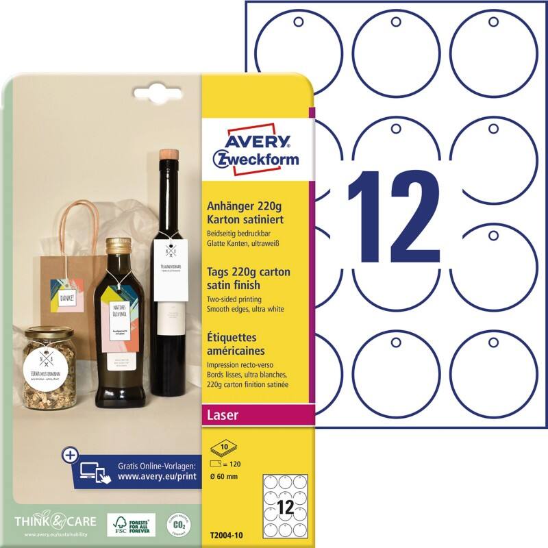 Étiquettes Avery T2004-10 Carton 13 x 210 x 297 mm Ultra blanc 10 unités