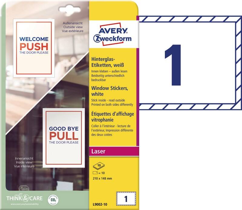 Autocollant pour vitres Avery L9002-10 5 x 148 mm Blanc 10 unités