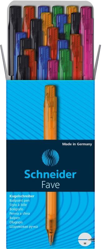 Stylo-bille Schneider Fave 96081092 Rétractable Bleu 0,5 mm Moyen Bille Rechargeable 50 Unités