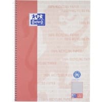 Bloc collège OXFORD A4+ Quadrillé à spirale Carton revêtu de plastique Rouge Perforé 160 pages