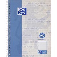 Bloc collège OXFORD A5+ Ligné Reliure spirale Carton revêtu de plastique Bleu Perforé Recycled 160 Pages