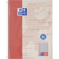Bloc collège OXFORD A5+ Quadrillé à spirale Carton Revêtement plastique Rouge Sans perforation 160 pages