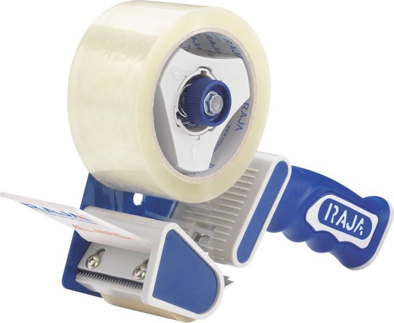 RAJA Dévidoir pour ruban adhésif d'emballage 50 (l) mm Bleu