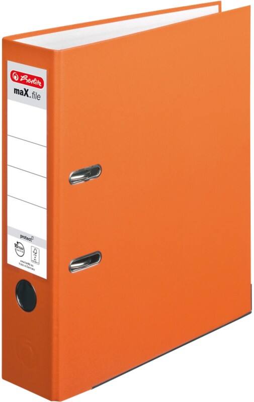 Classeur à levier herlitz Large maX,file protect A4 80 mm Orange 2 Anneaux Plastique Relief