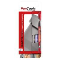 Marqueur permanent Pentel N75W Pointe ogive Extra fine 0,3 mm - 1,2 mm Bleu, Noir, Rouge Non rechargeable 3 unités