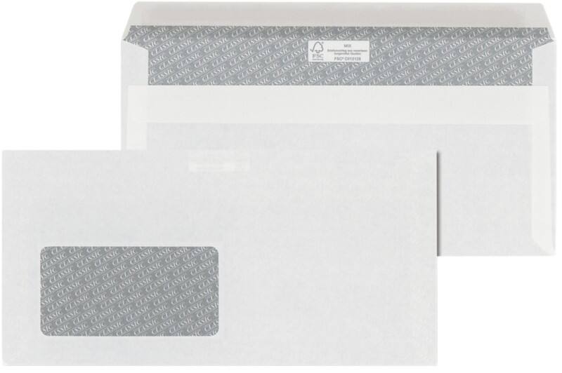 Enveloppes ÖKI Classic Fenêtre à gauche DL 220 x 110 mm (l x h) Autocollante Blanc 80 g/m² 1000 unités