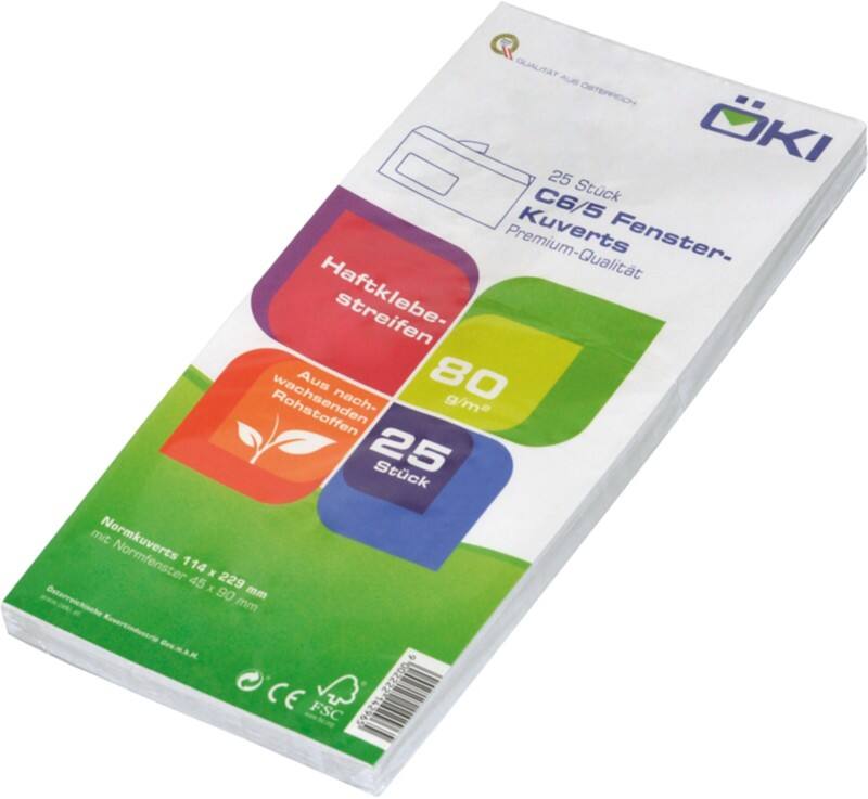 Enveloppes ÖKI Classic Fenêtre à gauche C6/5 229 x 114 mm (l x h) Bande adhésive Blanc 80 g/m² 25 unités