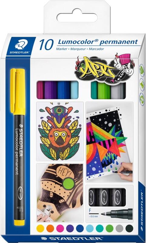 Marqueur OHP/DVD Lumocolor STAEDTLER Fin Ogive Assortiment 10 Unités