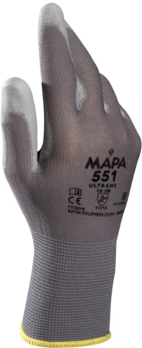 Gants de manutention Mapa Professional Ultrane 551 Non jetable PP (Polypropylène) Non poudrés Taille 8 Gris