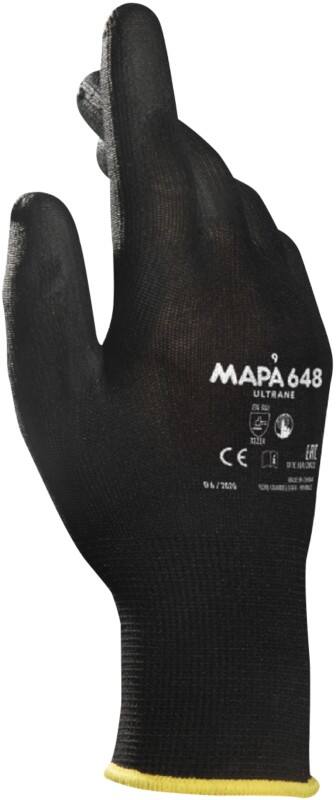 Gants de manutention Mapa Professional Ultrane 648 Non jetables PP (Polypropylène) Non poudrés Taille 8 Noir