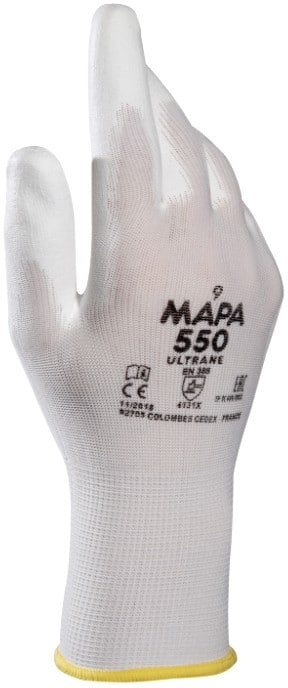 Gants de manutention Mapa Professional Ultrane 550 Non jetables PP (Polypropylène) Non poudrés Extra Extra Large (XXL) Blanc