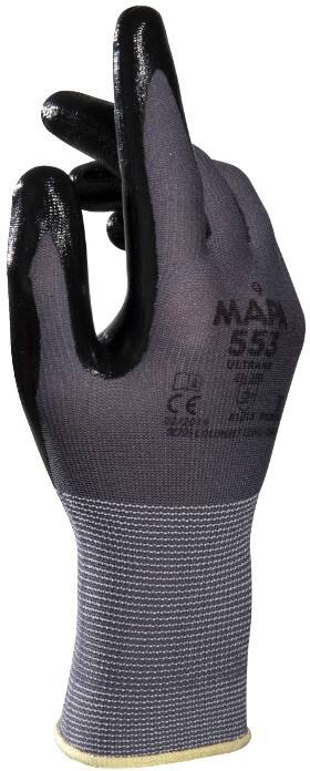 Gants de manutention Mapa Professional Ultrane 553 Non jetables Nitrile Non poudrés Extra Extra Large (XXL) Gris