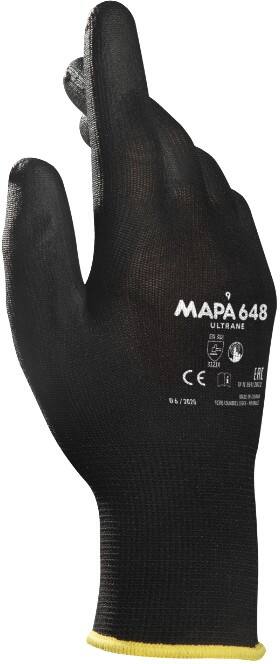 Gants de manutention Mapa Professional Ultrane 648 PP (Polypropylène) Non poudrés Extra Extra Large (XXL) Noir 2 Gants 