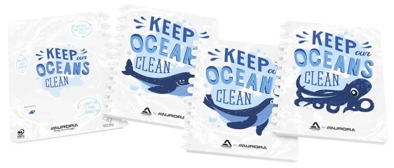 Cahier 6055.200 Quadrillé Non-perforé Couverture souple Spirale Plastique issu de déchets marins Blanc